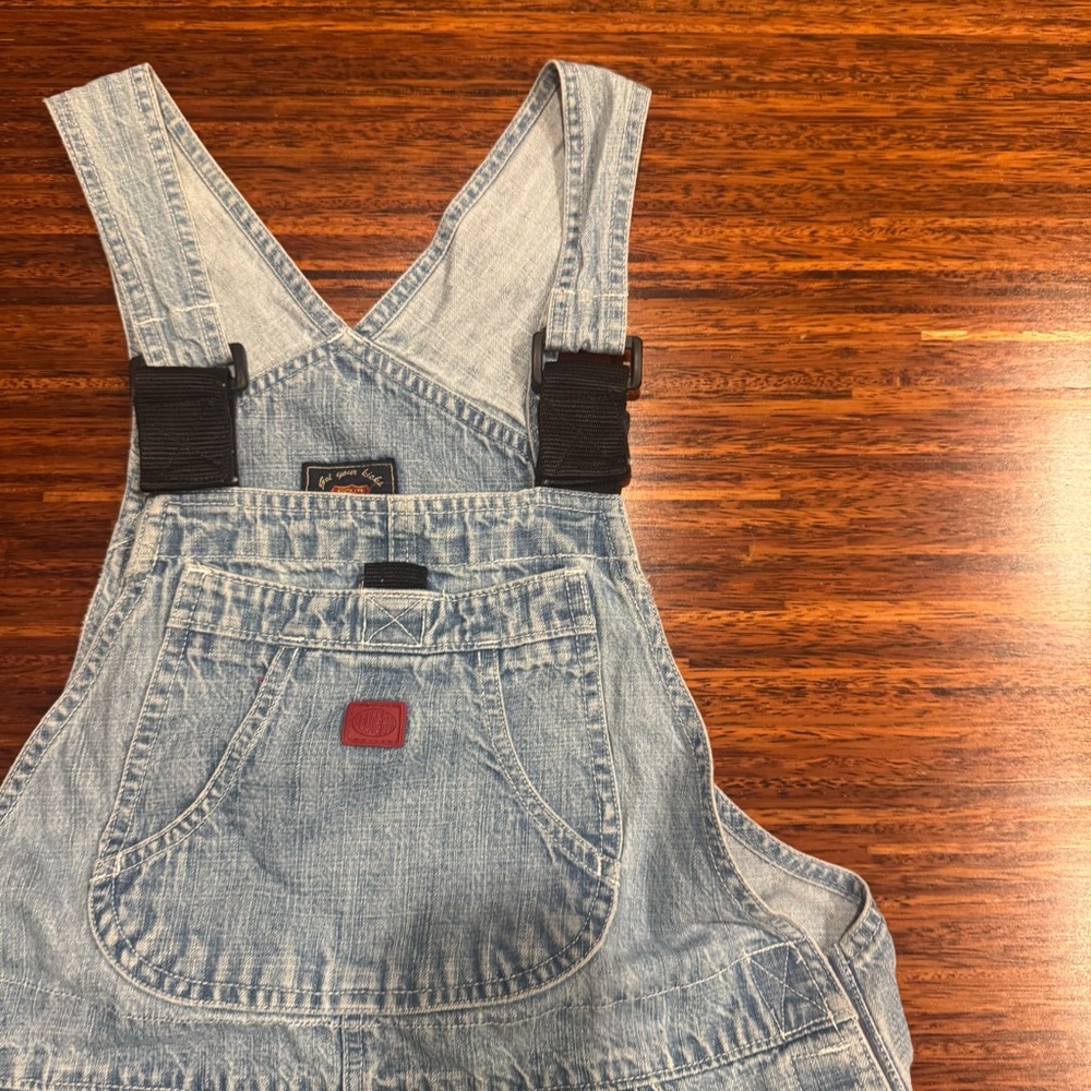 Vintage 90s Route 66 Denim Shortalls 7/8 Retro Grunge Y2K Indie Cottagecore - Picture 2 of 7